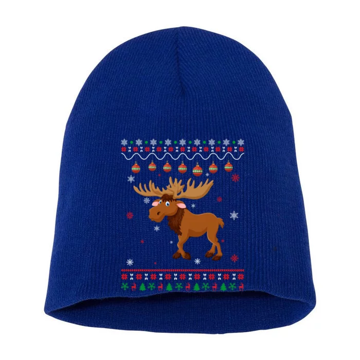 Moose Ugly Xmas Design Matching Ugly Christmas Holiday Gift Short Acrylic Beanie