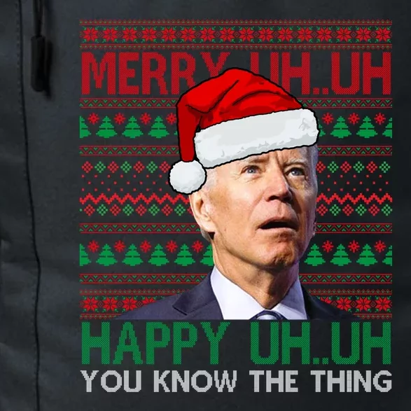 Merry Uh You Know The Thing Confused Joe Biden Funny Ugly Christmas Daily Commute Backpack