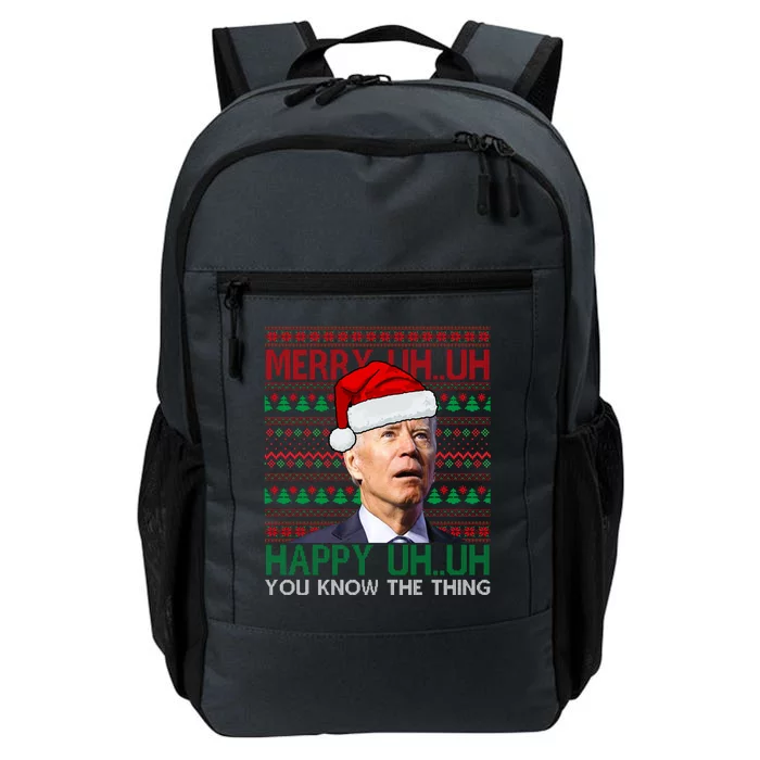 Merry Uh You Know The Thing Confused Joe Biden Funny Ugly Christmas Daily Commute Backpack