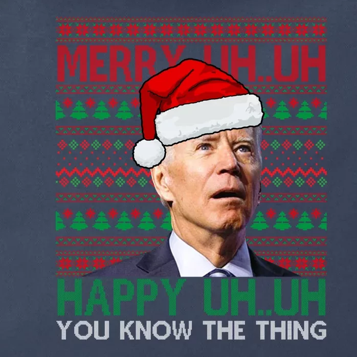 Merry Uh You Know The Thing Confused Joe Biden Funny Ugly Christmas Zip Tote Bag