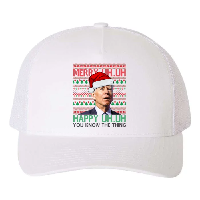 Merry Uh You Know The Thing Confused Joe Biden Funny Ugly Christmas Yupoong Adult 5-Panel Trucker Hat