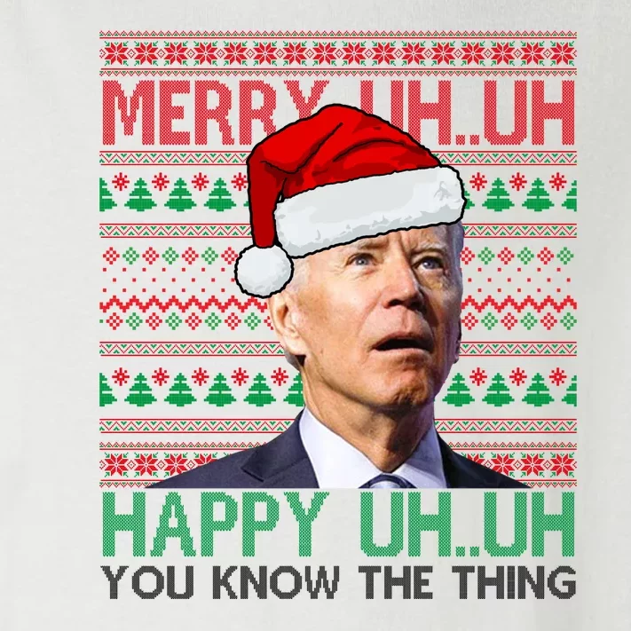 Merry Uh You Know The Thing Confused Joe Biden Funny Ugly Christmas Toddler Long Sleeve Shirt