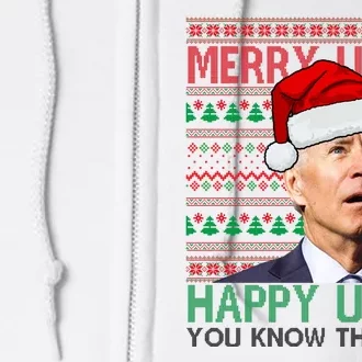 Merry Uh You Know The Thing Confused Joe Biden Funny Ugly Christmas Full Zip Hoodie