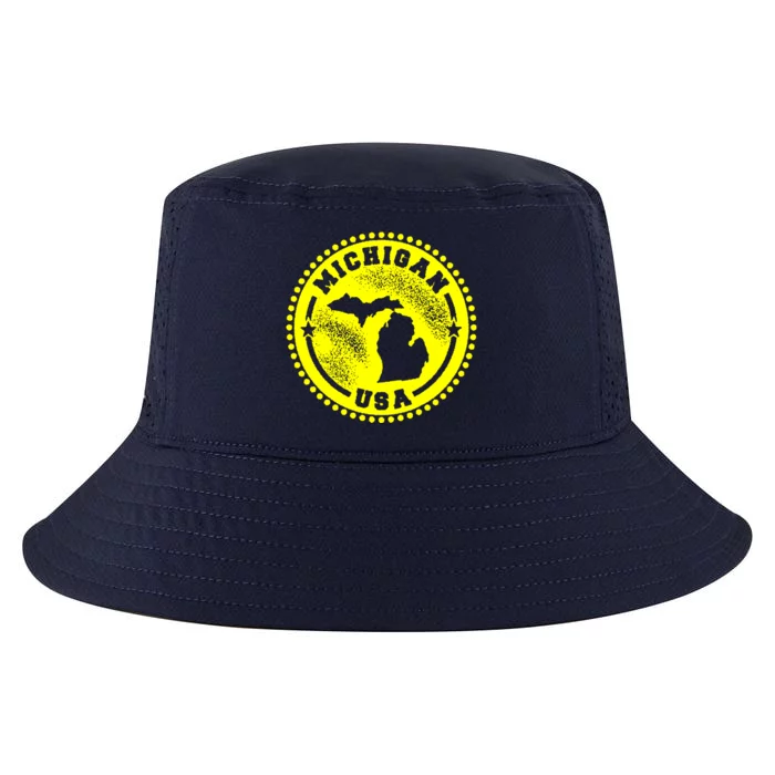 Michigan USA Yellow Logo Cool Comfort Performance Bucket Hat