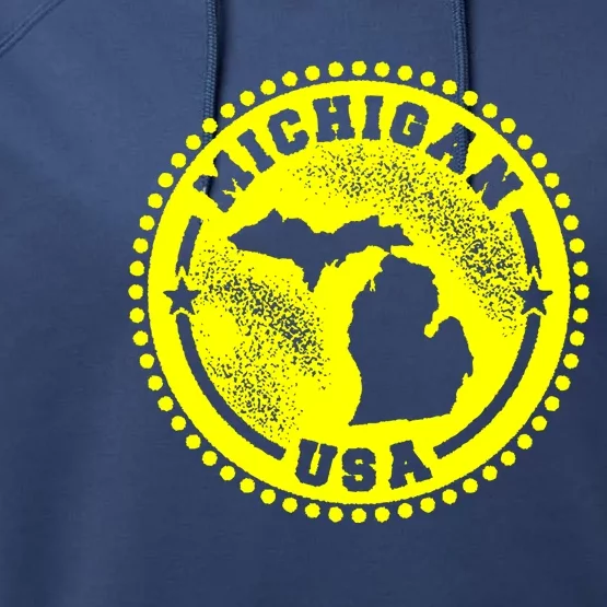 Michigan USA Yellow Logo Performance Fleece Hoodie