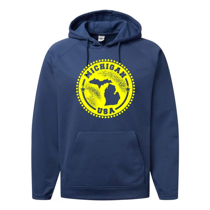 Michigan USA Yellow Logo Performance Fleece Hoodie