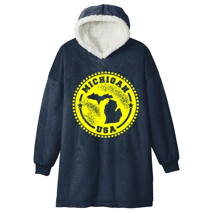 Michigan USA Yellow Logo Hooded Wearable Blanket