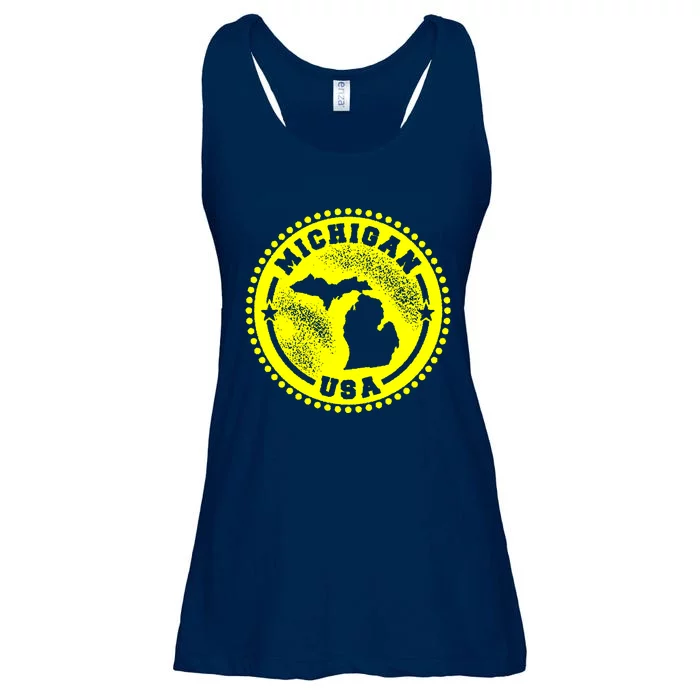 Michigan USA Yellow Logo Ladies Essential Flowy Tank