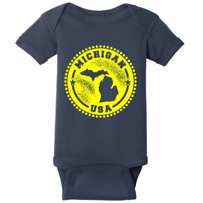 Michigan USA Yellow Logo Baby Bodysuit