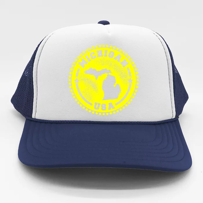 Michigan USA Yellow Logo Trucker Hat