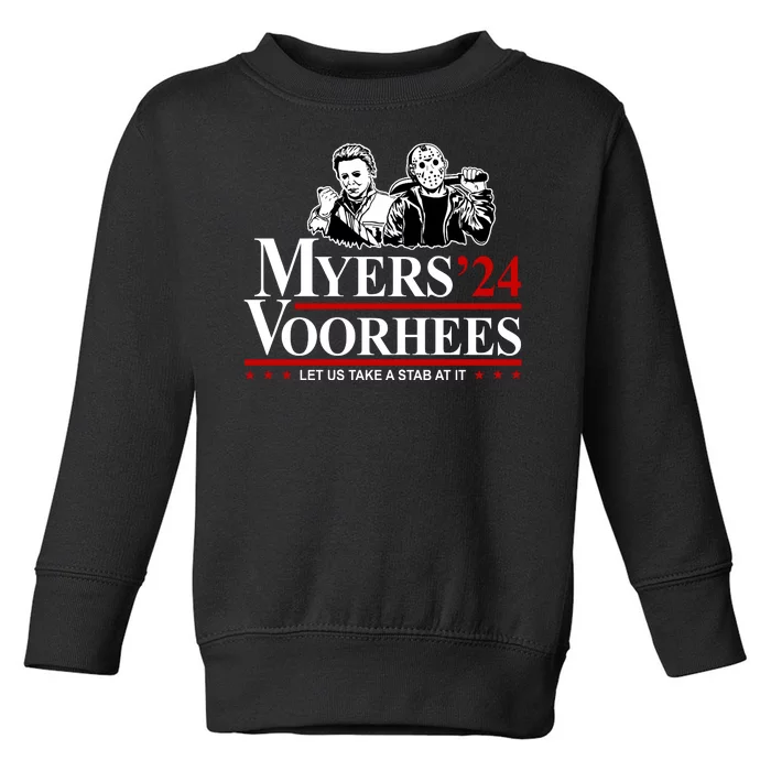 Myers Voorhees 24 Let Us Take A Stab At It Funny Scary Toddler Sweatshirt