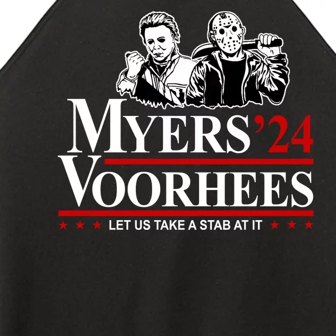 Myers Voorhees 24 Let Us Take A Stab At It Funny Scary Women’s Perfect Tri Rocker Tank