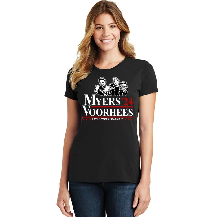 Myers Voorhees 24 Let Us Take A Stab At It Funny Scary Women's T-Shirt