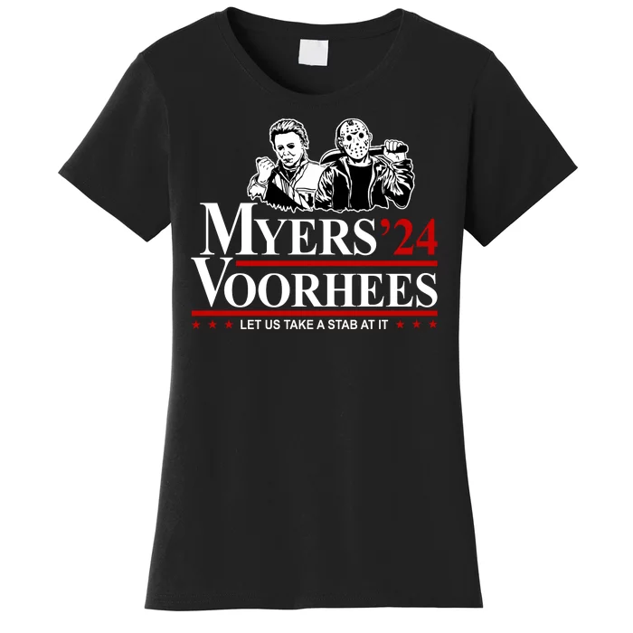 Myers Voorhees 24 Let Us Take A Stab At It Funny Scary Women's T-Shirt