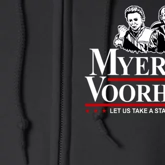 Myers Voorhees 24 Let Us Take A Stab At It Funny Scary Full Zip Hoodie