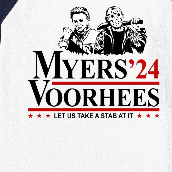 Myers Voorhees 24 Let Us Take A Stab At It Funny Scary Baseball Sleeve Shirt