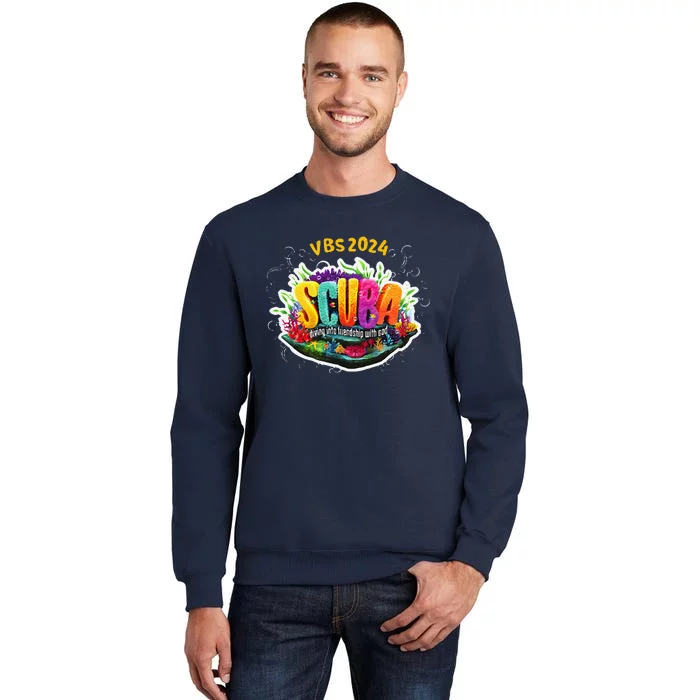 Matching Vbs 2024 Scuba Diving Into Friendship With God Tall Sweatshirt