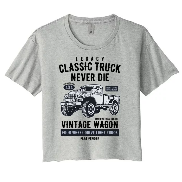 Military Vintage 4x4 Legacy Wagon Truck Gift Women's Crop Top Tee