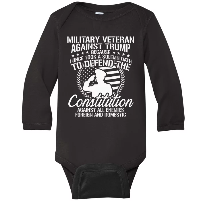 Military Veterans Against Trump 2020 Usa Election Baby Long Sleeve Bodysuit