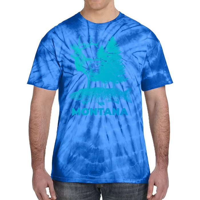 Montana Vacation And Elk Trout Fish Funny Gift Tie-Dye T-Shirt