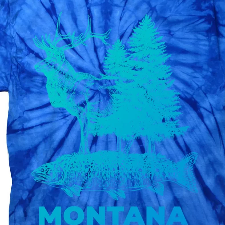 Montana Vacation And Elk Trout Fish Funny Gift Tie-Dye T-Shirt