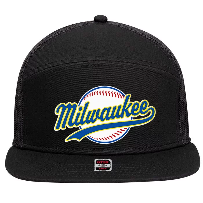 Milwaukee Vintage Baseball Throwback 7 Panel Mesh Trucker Snapback Hat