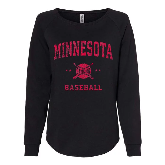 Minnesota Vintage Baseball Throwback Womens California Wash Sweatshirt