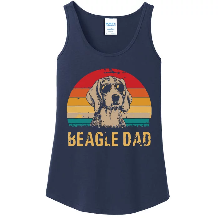 Men Vintage Beagle Dad Funny Beagle Dog Dad Fathers Day Ladies Essential Tank