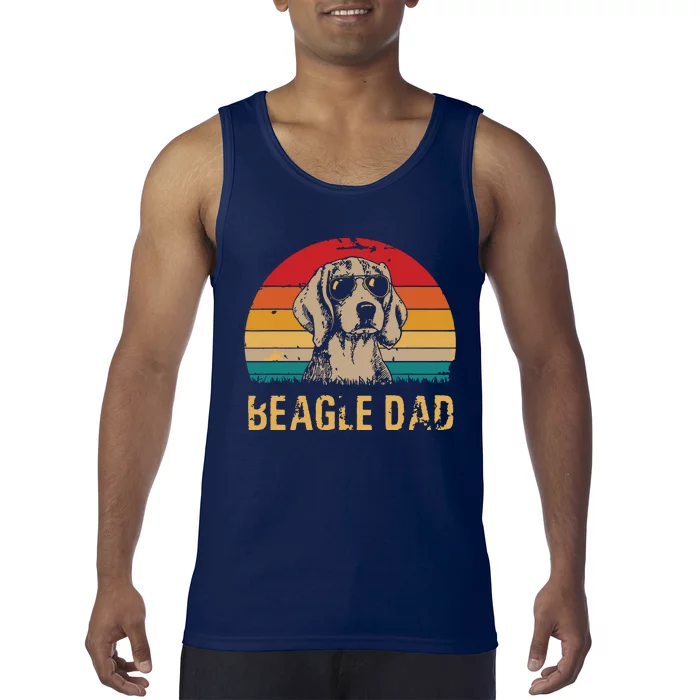 Men Vintage Beagle Dad Funny Beagle Dog Dad Fathers Day Tank Top