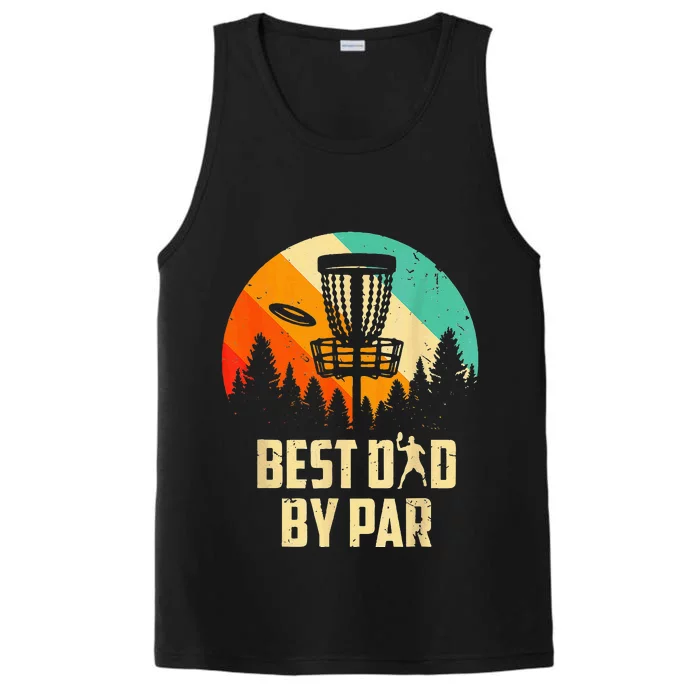 Men Vintage Best Dad By Par Disc Golf Dad Fathers Day Performance Tank