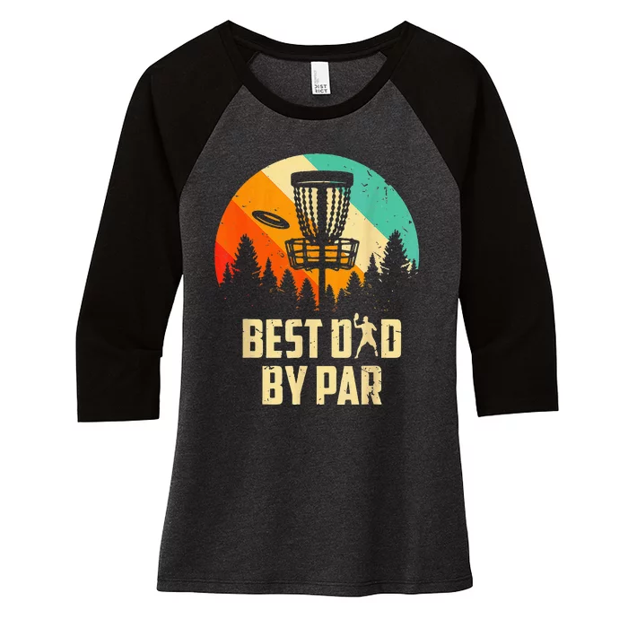 Men Vintage Best Dad By Par Disc Golf Dad Fathers Day Women's Tri-Blend 3/4-Sleeve Raglan Shirt