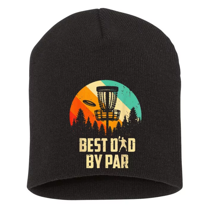 Men Vintage Best Dad By Par Disc Golf Dad Fathers Day Short Acrylic Beanie