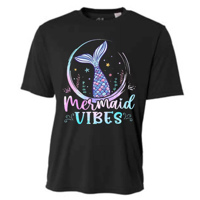 Mermaid Vibes Birthday Mermaid Tail Party Squad Cooling Performance Crew T-Shirt