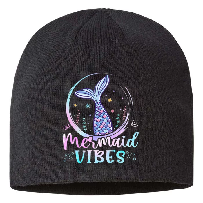 Mermaid Vibes Birthday Mermaid Tail Party Squad 8 1/2in Sustainable Knit Beanie