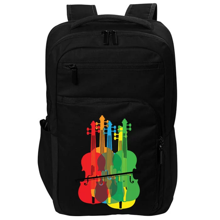 Multicolored Violins Birthday Gift For Musicians Impact Tech Backpack