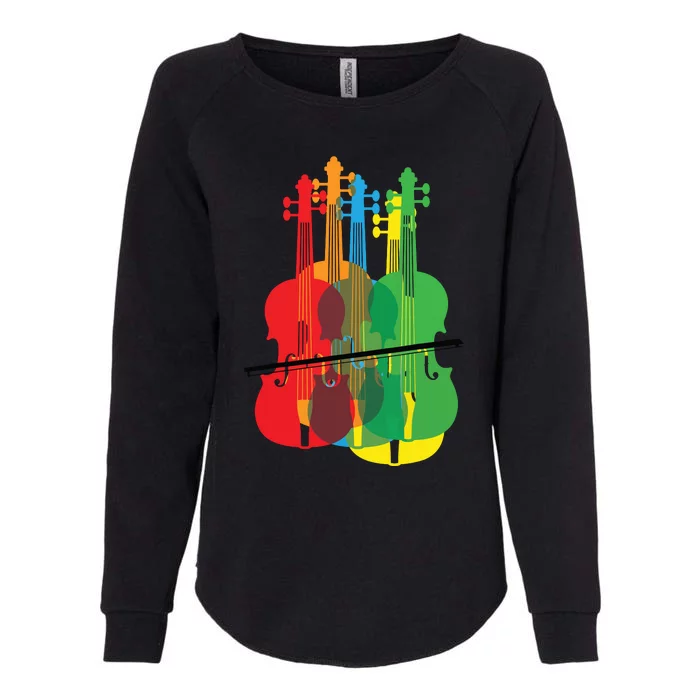 Multicolored Violins Birthday Gift For Musicians Womens California Wash Sweatshirt