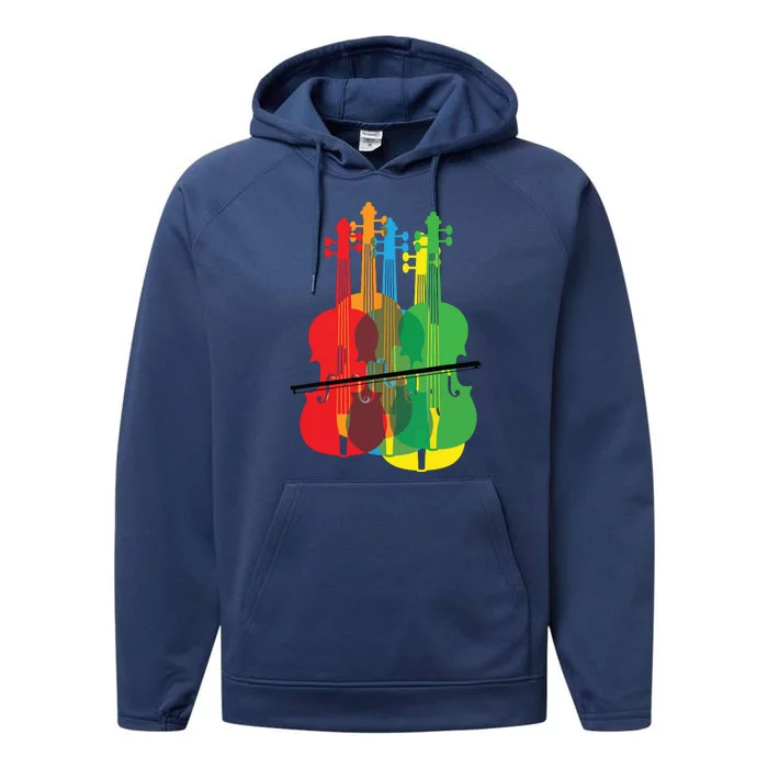 Multicolored Violins Birthday Gift For Musicians Performance Fleece Hoodie