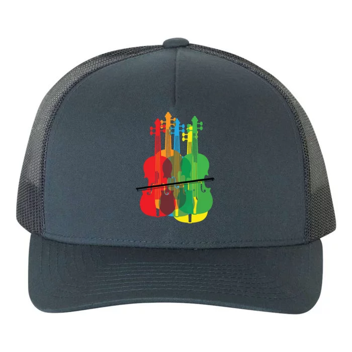 Multicolored Violins Birthday Gift For Musicians Yupoong Adult 5-Panel Trucker Hat