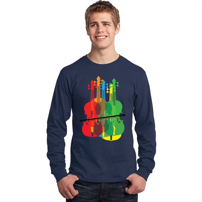 Multicolored Violins Birthday Gift For Musicians Long Sleeve Shirt