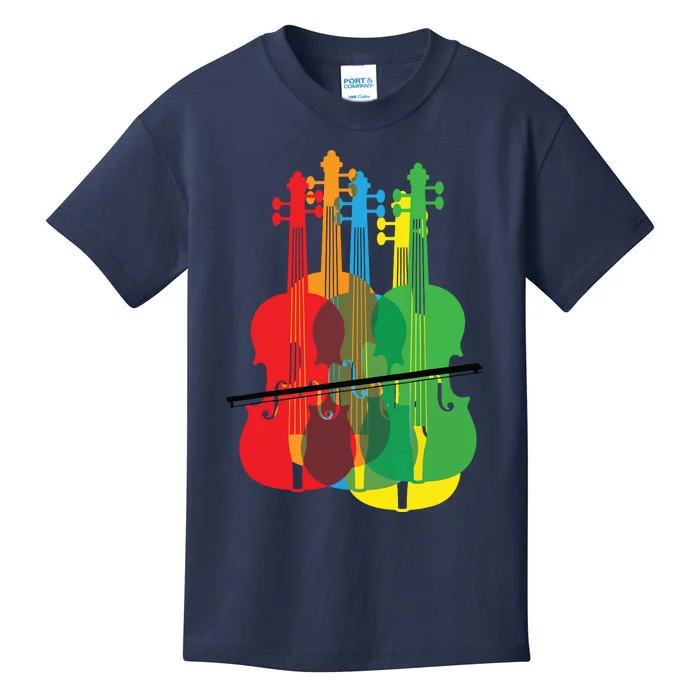 Multicolored Violins Birthday Gift For Musicians Kids T-Shirt