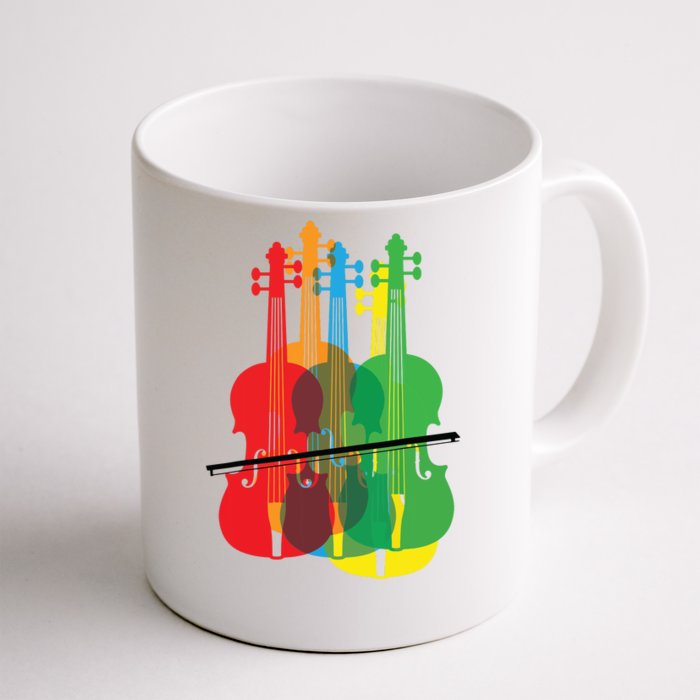 Multicolored Violins Birthday Gift For Musicians Front & Back Coffee Mug