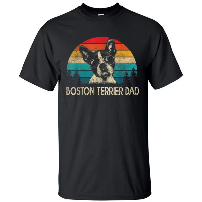 Men Vintage Boston Terrier Dad Dog Dad Fathers Day Tall T-Shirt