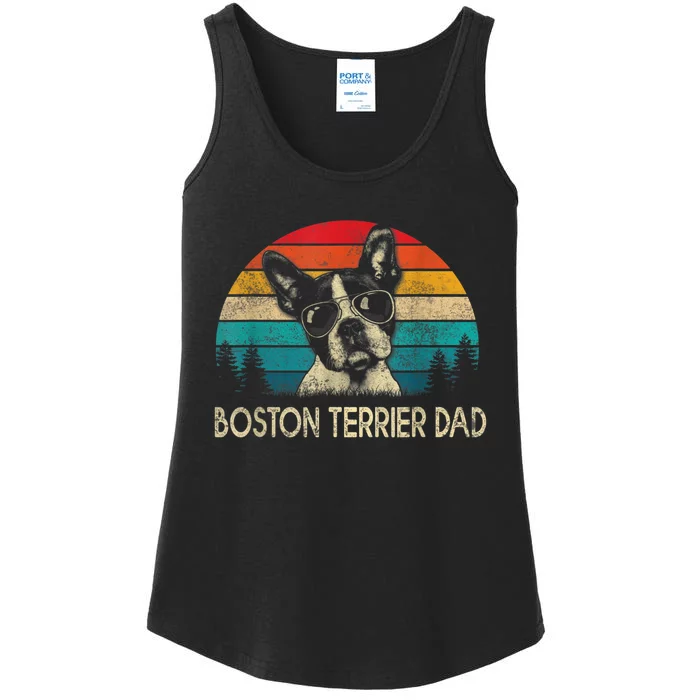 Men Vintage Boston Terrier Dad Dog Dad Fathers Day Ladies Essential Tank