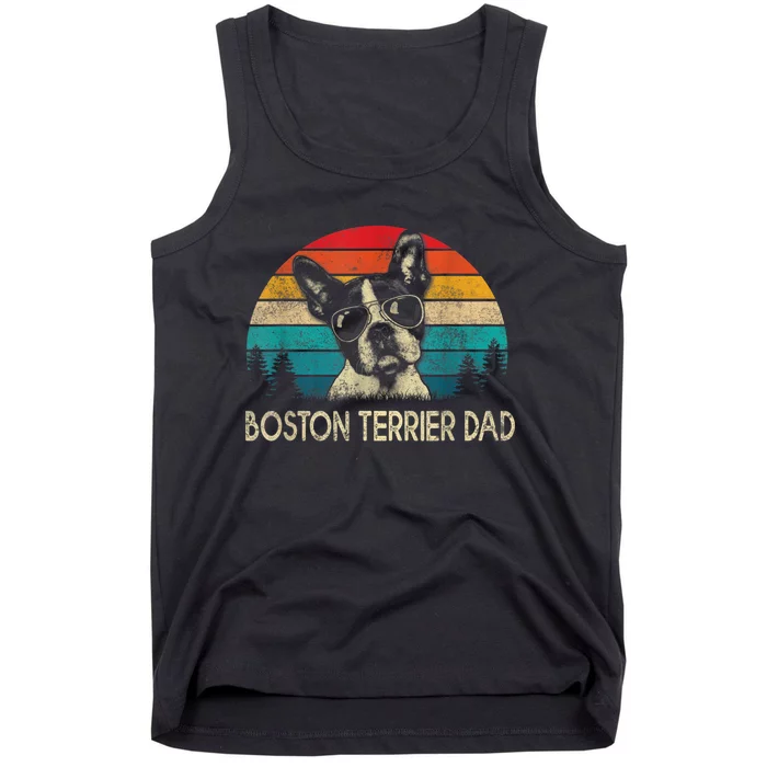 Men Vintage Boston Terrier Dad Dog Dad Fathers Day Tank Top