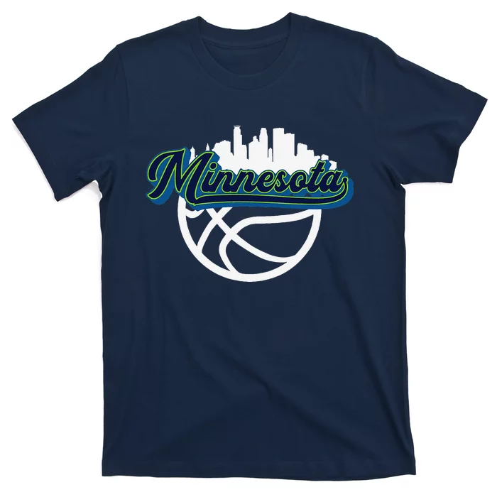 Minnesota Vintage Basketball Script City Skyline Fan T-Shirt