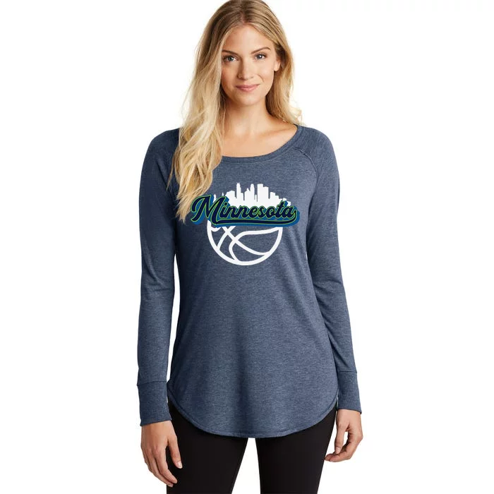 Minnesota Vintage Basketball Script City Skyline Fan Women's Perfect Tri Tunic Long Sleeve Shirt