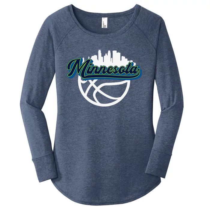 Minnesota Vintage Basketball Script City Skyline Fan Women's Perfect Tri Tunic Long Sleeve Shirt