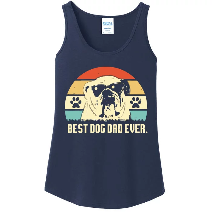 Men Vintage Best English Bulldog DAD Ever Fathers Day Gift Ladies Essential Tank