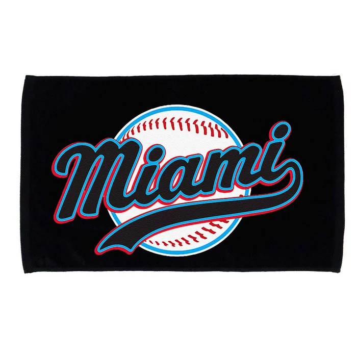 Miami Vintage Baseball Throwback Retro Design Microfiber Hand Towel