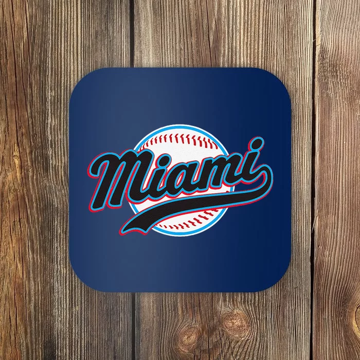 Miami Vintage Baseball Throwback Retro Design Coaster